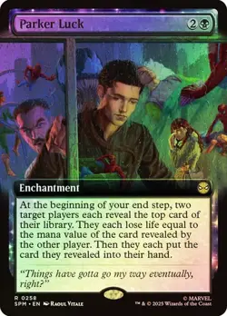 NM Extended Art Foil Parker Luck, MTG, Marvel's Spider-Man, Magic, 258 - Image 1