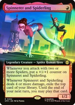 NM Extended Art Foil Spinneret and Spiderling, MTG, Marvel's Spider-Man, Magic - Image 1