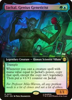 NM Extended Art Foil Jackal, Genius Geneticist, MTG, Marvel's Spider-Man, Magic - Image 1