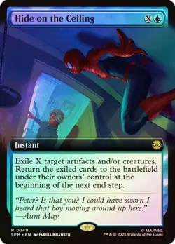 NM Extended Art Foil Hide on the Ceiling, MTG, Marvel's Spider-Man, Magic, 249 - Image 1