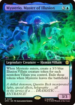 NM Extended Art Foil Mysterio, Master of Illusion, MTG, Marvel's Spider-Man - Image 1