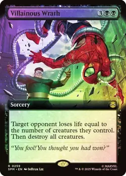 NM Extended Art Foil Villainous Wrath, MTG, Marvel's Spider-Man, Magic, 259 - Image 1