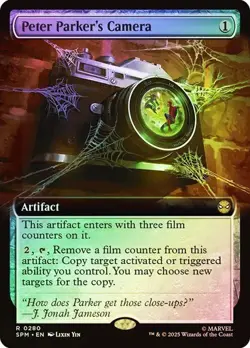 NM Extended Art Foil Peter Parker's Camera, MTG, Marvel's Spider-Man, Magic, 280 - Image 1
