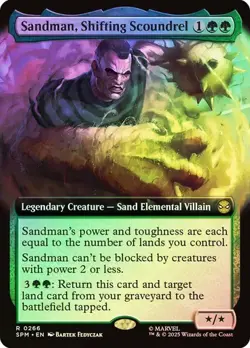 NM Extended Art Foil Sandman, Shifting Scoundrel, MTG, Marvel's Spider-Man - Image 1