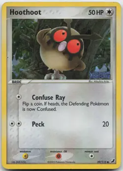 Hoothoot 59/115 Common Unseen Forces Pokemon Reverse Holo Heavily Played - Image 1