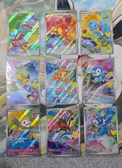 Set of 9 COMPLETE First Partner Illustration Pack Series 1 Promos Pokemon 30th✨ - Image 2