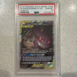 Pokemon 2019 Gengar & Mimikyu GX 165/181 Full Art Team Up GEM MINT PSA 10 - Image 1