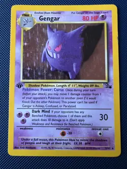 Gengar 5/62 First Edition Fossil Holo Pokemon - Image 1