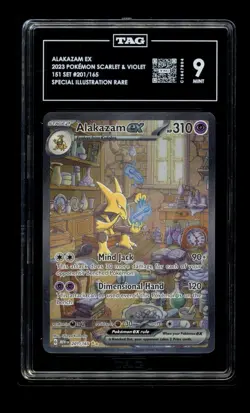 Pokemon 151 English ALAKAZAM EX 201/165 Special Illustration Rare TAG 9 - Image 1