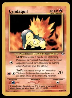 Cyndaquil 56 111 C Neo Genesis Pokemon MP - Image 1