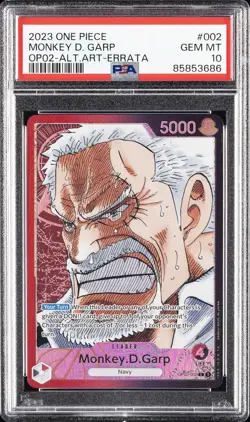 2023 ONE PIECE OP02-PARAMOUNT WAR ALTERNATE ART-ERRATA MONKEY D. GARP PSA 10 - Image 1