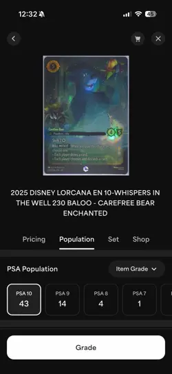 2025 DISNEY LORCANA EN 10-WHISPERS IN THE WELL ENCHANTED #230 BALOO PSA 10 - Image 2