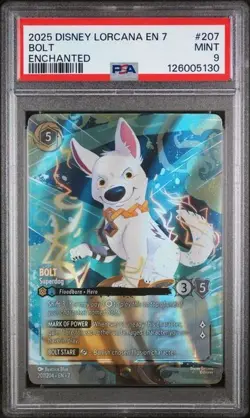 PSA 9 MINT 2025 DISNEY LORCANA EN 7-ARCHAZIA'S ISLAND #207 BOLT ENCHANTED - Image 1