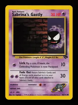 Sabrina's Gastly 96/132 Unlimited Common Gym Challenge Pokemon Cards - Image 1