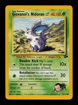 Giovanni's Nidoran M 76/132 Unlimited Common Gym Challenge Pokemon Cards - Image 1
