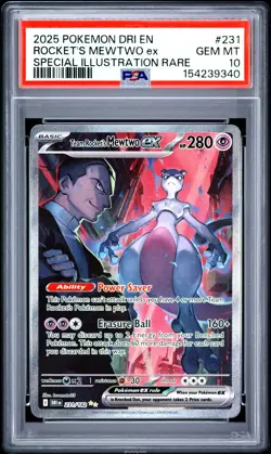 Team Rocket's Mewtwo EX 231/182 PSA 10 Destined Rivals Pokemon Alt Art - Image 1