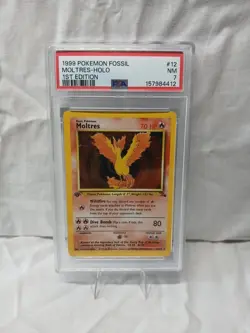 1999 Pokemon Fossil Moltres Holo 1st Edition #12 NM PSA 7 Vintage Rare Card !!!! - Image 1