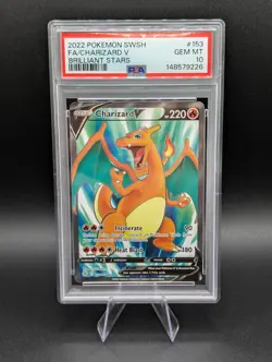 2022 POKEMON SWORD & SHIELD BRILLIANT STARS #153 FA/CHARIZARD V PSA 10 - Image 1