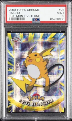 2000 TOPPS CHROME POKEMON T.V. TEKNO #26 RAICHU PSA 9 - Image 1