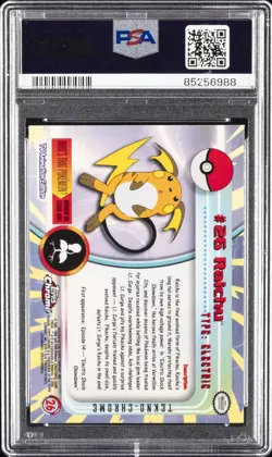 2000 TOPPS CHROME POKEMON T.V. TEKNO #26 RAICHU PSA 9 - Image 2