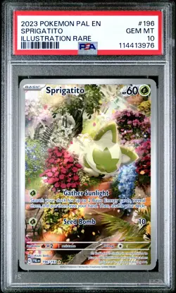 2023 POKEMON PAL EN-PALDEA EVOLVED ILLUSTRATION RARE #196 SPRIGATITO PSA 10 - Image 1