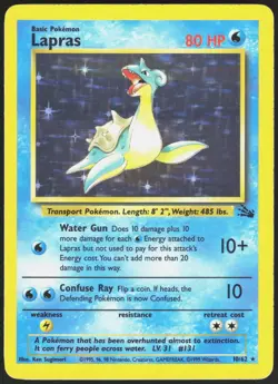 Lapras 10/62 Holo Unlimited Holo Fossil Rare Sugimori Lightly Played - Image 2