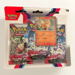 Sealed Pokemon TCG Scarlet and Violet 3-Pack Blisters Set- Arcanine - Image 1