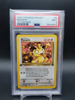 2000 Meowth 62/82 Team Rocket 1st Edition PSA 9 Pokemon TCG - Image 1