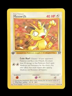 Pokemon TCG 1st Edition Meowth 62/82 Team Rocket Set Regular Common Vintage - Image 1