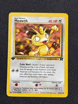Pokemon TCG Meowth Team Rocket 62/82 1st Edition Regular LP. - Image 1