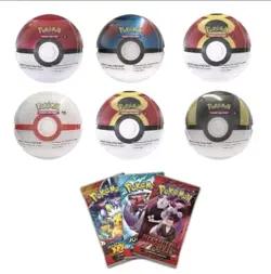 6x Pokemon TCG Pokeball Tins - 18 Booster Packs Factory Sealed Costco - Image 1