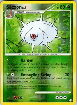 Silcoon 63/130 Diamond and Pearl Pokemon HP Reverse Holo - Image 1