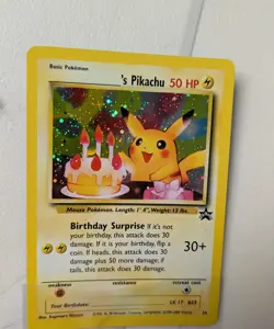 **SWIRL**vintage* BIRTHDAY PIKACHU ~ BLACK STAR PROMO #24 ~ Pokemon TCG - Image 1