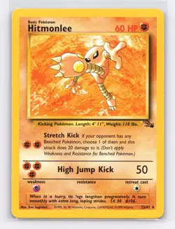 Hitmonlee 22/62 Rare Fossil Pokemon Unlimited Near Mint - Image 1