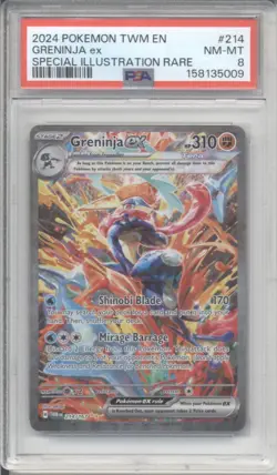 2024 POKEMON TWM EN-TWILIGHT MASQUERADE #214 GRENINJA EX PSA 8 - Image 1