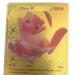 Pokemon Mew V Gold Metal Full Art Foil Psychic Basic Card – Collectible - Image 1