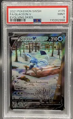 Pokemon Evolving Skies Glaceon V 175/203 Alt Full Art PSA 9 - Image 1