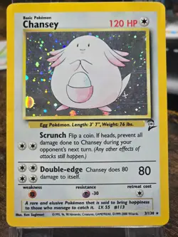 Pokemon TCG Chansey Base Set 2 Holo Unlimited Rare Card 3/130 LP/NM Condition - Image 1