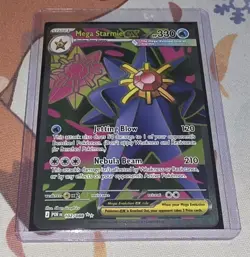 Pokemon TCG Mega Starmie ex Full Art 102/088 Perfect Order W Top Loader + Sleeve - Image 1