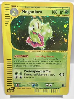 Meganium 18/165 Expedition English Pokemon Card Holo Rare 2002. NM- - Image 1