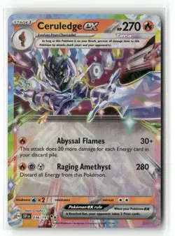 CERULEDGE EX 036/191 DOUBLE RARE SURGING SPARKS POKEMON HOLO NM/M - Image 1