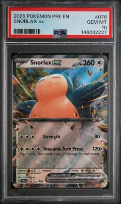 Pokemon 2025 Prismatic Evolutions Snorlax Ex 76 FRESHLY GRADED PSA 10 GEM MINT - Image 1