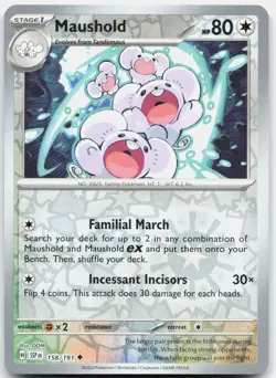 Maushold 158/191 Uncommon Surging Sparks Pokemon Reverse Holo Near Mint - Image 1