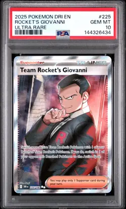 Team Rocket's Giovanni 225/182 PSA 10 Destined Rivals Pokemon Full Art JC024 - Image 1