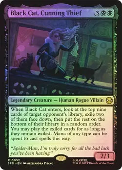 NM Foil Black Cat, Cunning Thief, MTG, Marvel's Spider-Man, Magic, 52 - Image 1