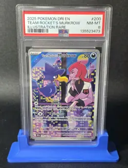 Pokemon Team Rocket's Murkrow Illustration Rare Holo 200/182 Sv10 PSA 8 - Image 2