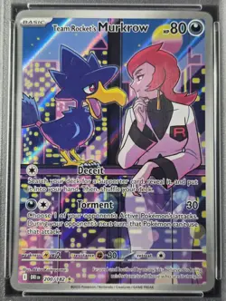 Pokemon Team Rocket's Murkrow Illustration Rare Holo 200/182 Sv10 PSA 8 - Image 3
