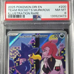 Pokemon Team Rocket's Murkrow Illustration Rare Holo 200/182 Sv10 PSA 8 - Image 4
