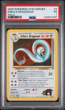 Erika's Dragonair 4/132 Holo Gym Heroes Pokemon PSA 1 - Image 1