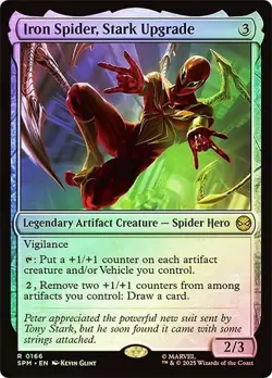 NM Foil Iron Spider, Stark Upgrade, MTG, Marvel's Spider-Man, Magic, 166 - Image 1